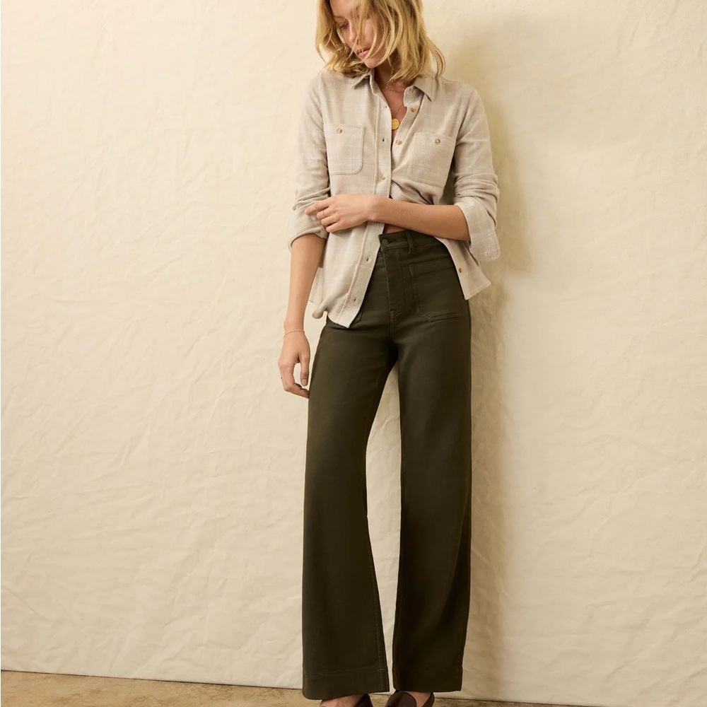 Faherty Olive Wide Leg Pants
